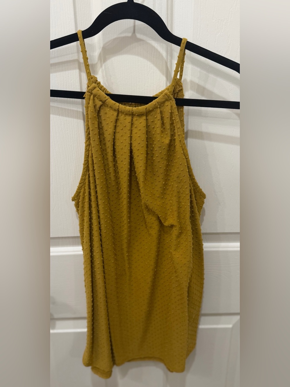 Green Envelope Mustard Swiss Dot Halter Top